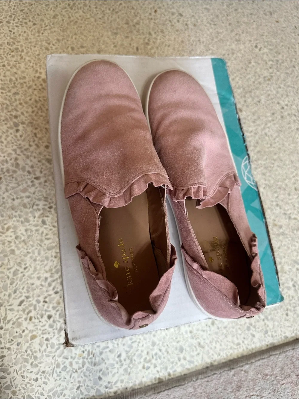 kate spade Lilly dusty pink ruffle slip-on sneakers
